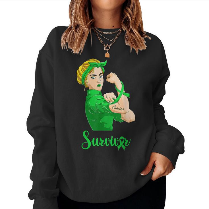 Lymphoma Green Cancer Rosie The Riveter Survivor Women Sweatshirt