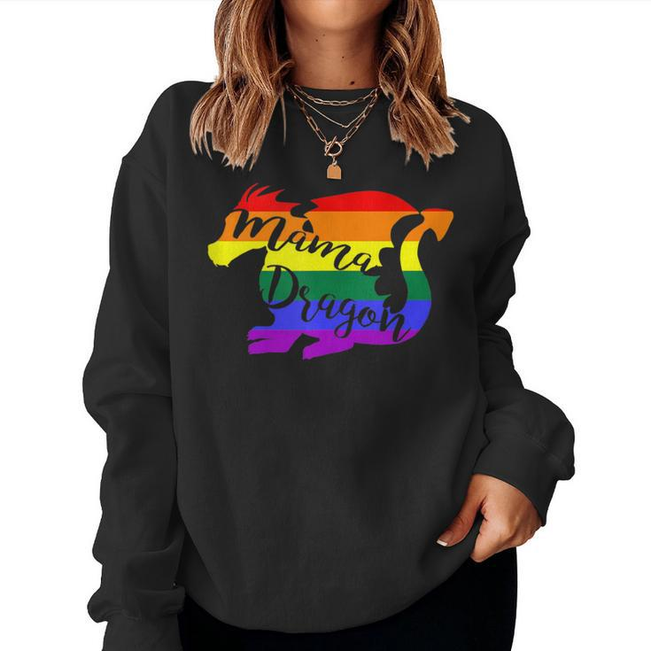 Mama Dragon Rainbow Colored Dragon Graphic Women Sweatshirt