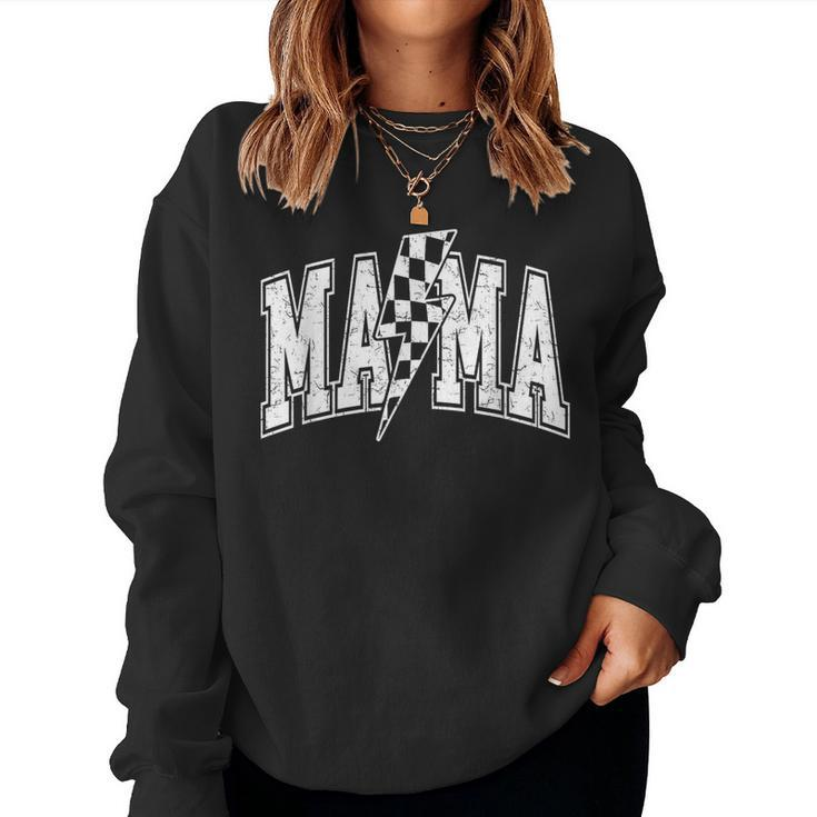 Mama Lightning Bolt Checkered Mother's Day Varsity For Mom Women Sweatshirt