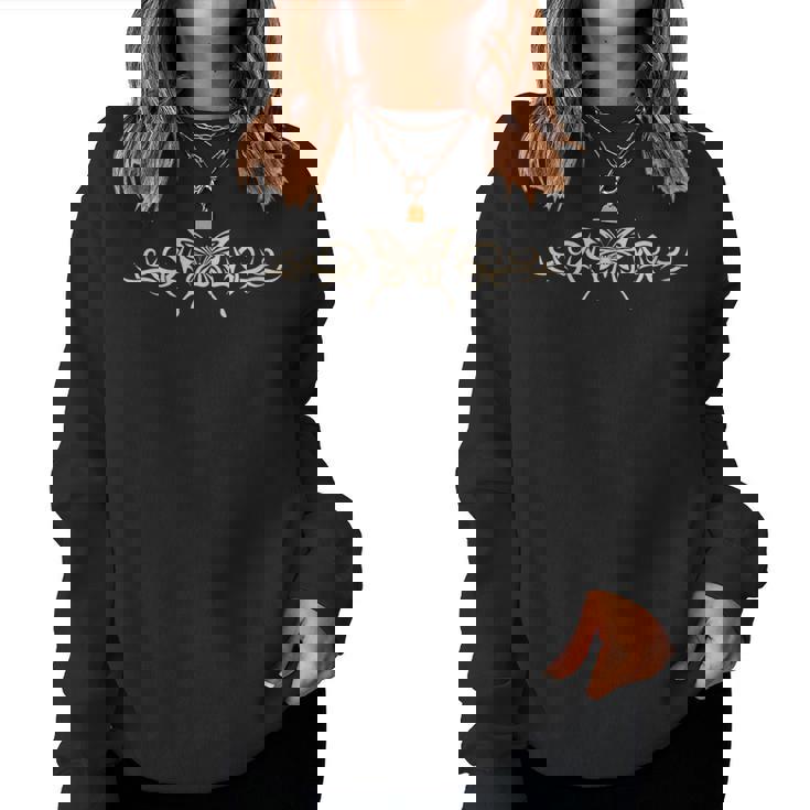 Marrón Mariposa Tatuaje Fairycore Oscuro Grunge Y2k Estética Cuello Sudadera Mujer