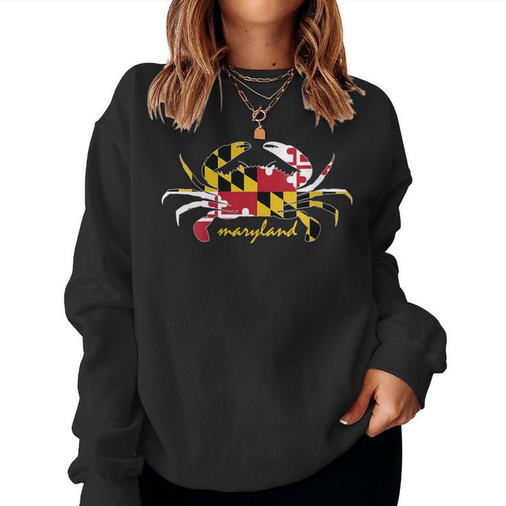 Maryland Crab Cute State Pride Flag Women Sweatshirt