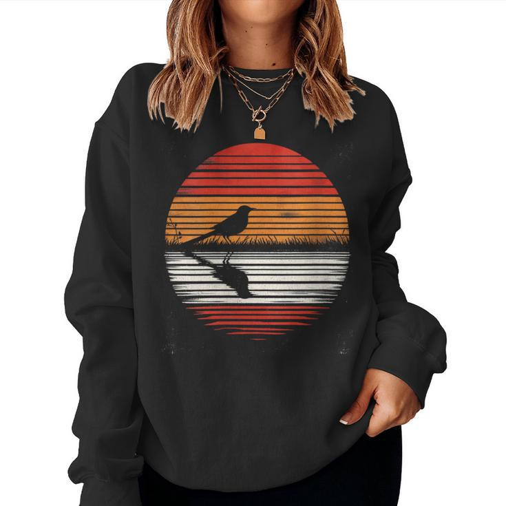 Mockingbird Bird Sunset Retro Style Safari Vintage 70S Women Sweatshirt