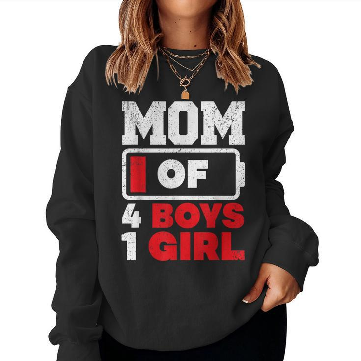 Mom Of 4 Boys And 1 Girl Battery Low Mother's Day Women Sweatshirt
