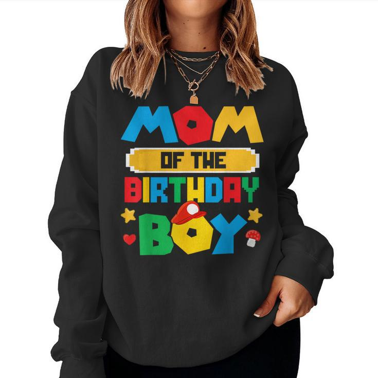 Mom Of The Birthday Boy Game Gaming Mom And Dad Family Women Sweatshirt