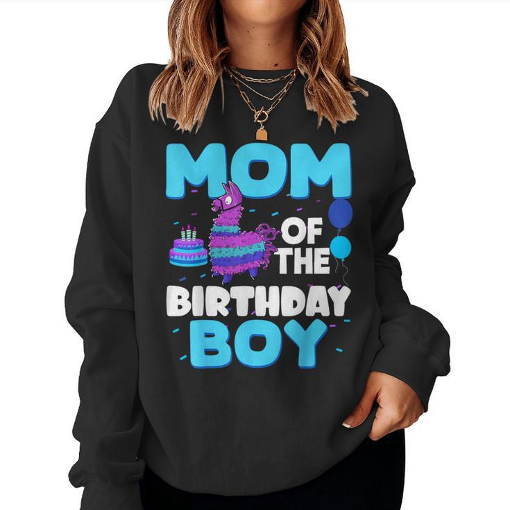 Mom Of The Birthday Boy Llama Mom And Dad Family Party Women Sweatshirt