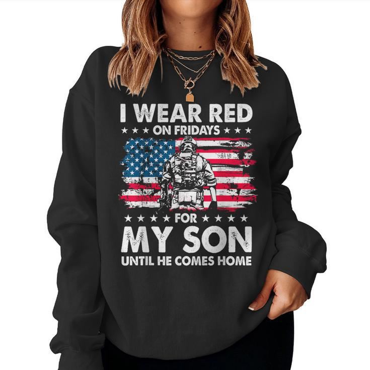 Mom Dad I Wear Red On Fridays For My Son American Flag Women Sweatshirt