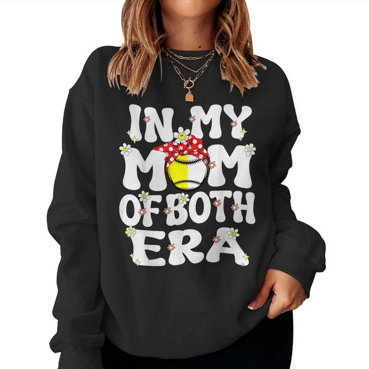 In My Mom Of Both Era Retro Baseball Softball Mom Mother Day Women Sweatshirt