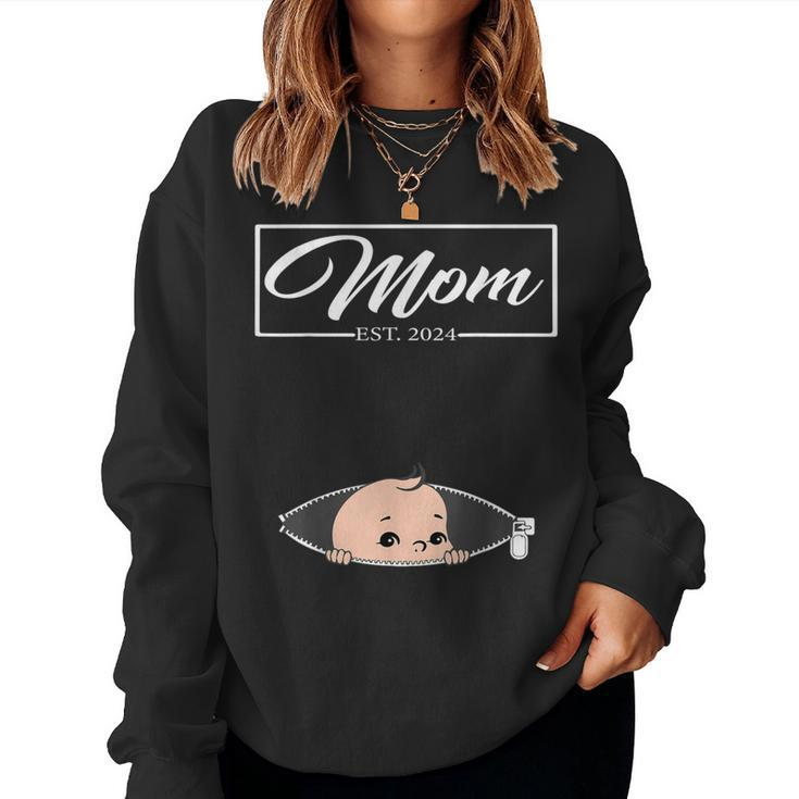 Mom Est 2024 Promoted To Mom 2024 Mother 2024 New Mom 2024 Women Sweatshirt