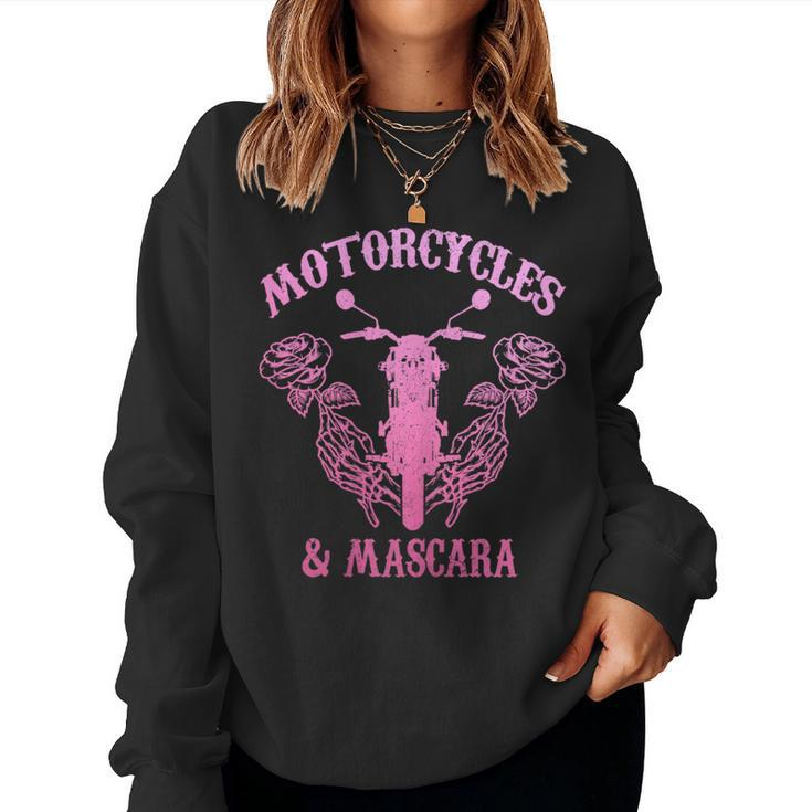 Motorcycles & Mascara Biker Girl Pink Vintage Women Sweatshirt