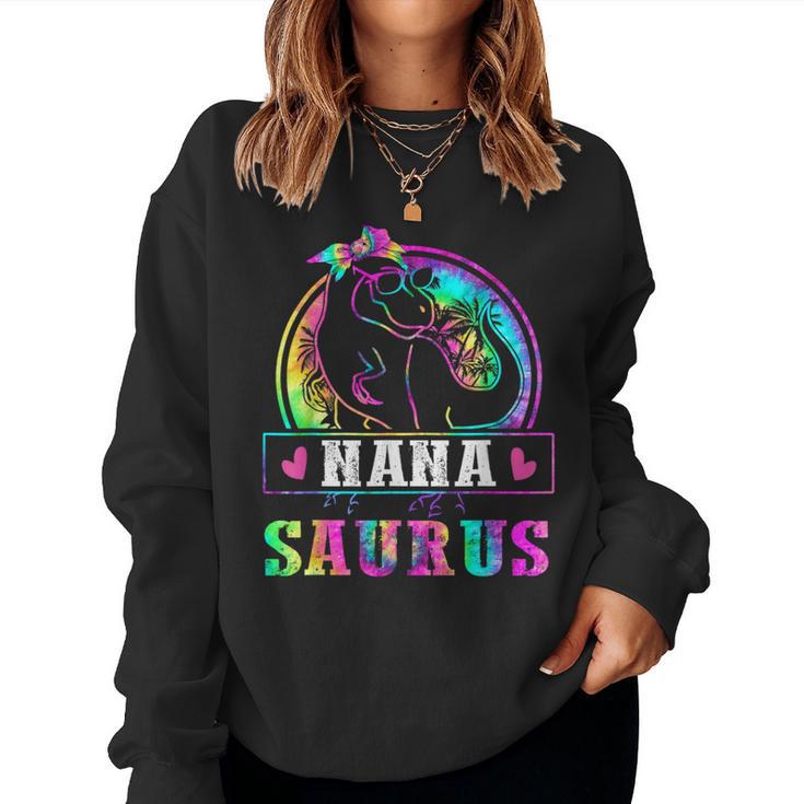 Nanasaurus Dinosaur Nana Saurus Family Matching Tie Dye Women Sweatshirt