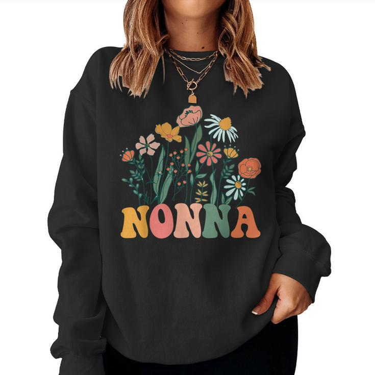 New Nonna Wildflower First Birthday & Baby Shower Women Sweatshirt