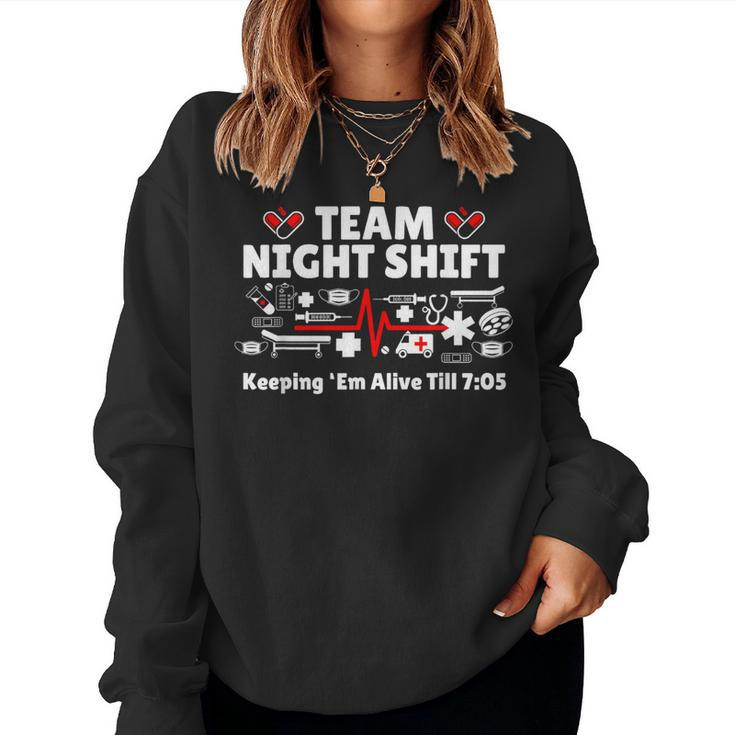 Night Shift Nurse Life Rn Lpn Cna Healthcare Heartbeat Love Women Sweatshirt