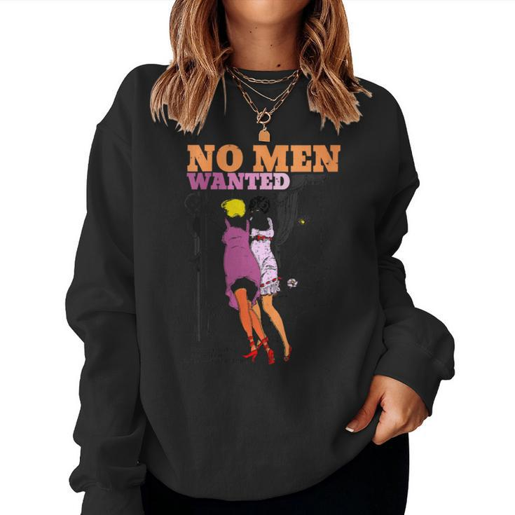 No Man Wanted Cute Lesbian Pride Retro Vintage Magzin Women Sweatshirt