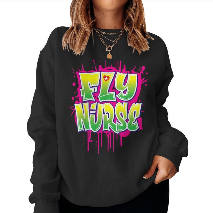 Nursing 80S 90S Hip Hop Fly Nurse Graffiti Style Women Sweatshirt
