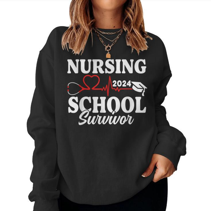 Nursing School Survivor 2024 Rn Er Graduation Nurse Grad Women Sweatshirt