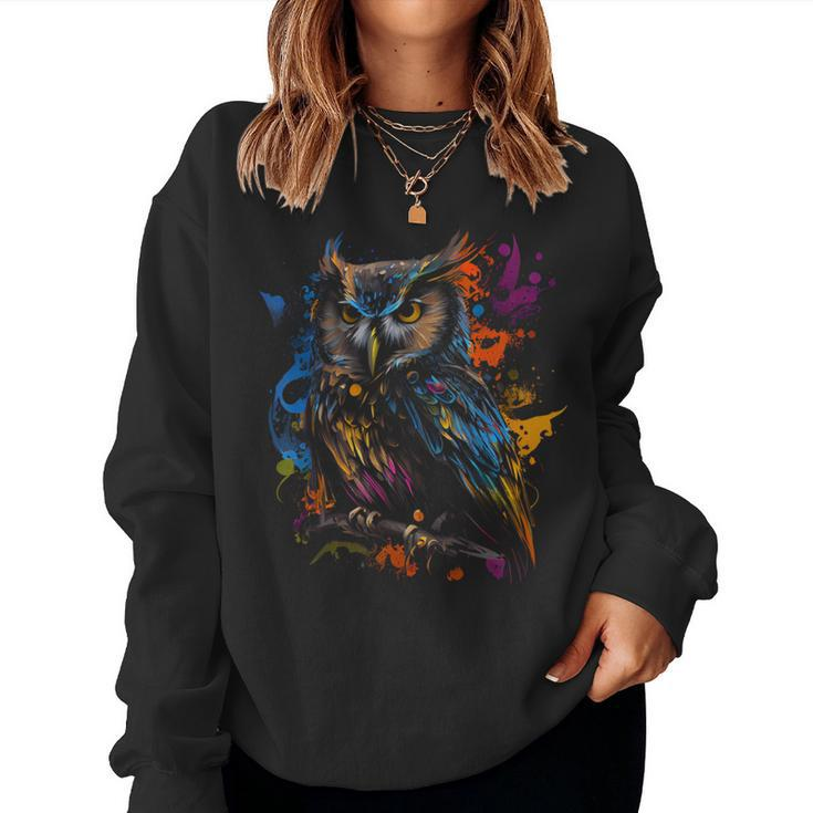 Owl Bird Colourful Colour Bird Favourite Bird Owl Fan Sweatshirt Frauen
