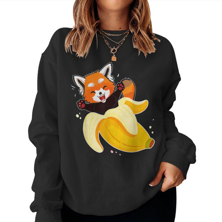 Panda Pajamas Red Panda In Banana Panda Bear Fruit Addicts Women Sweatshirt