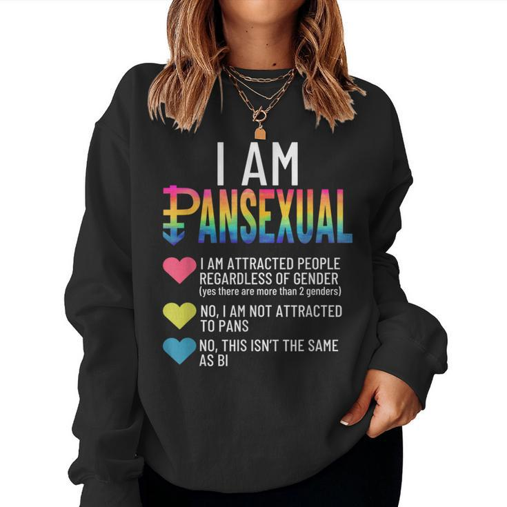 I Am Pansexual Lgbtqia Pride Rainbow Hearts Definition Short Sleeve Women Sweatshirt