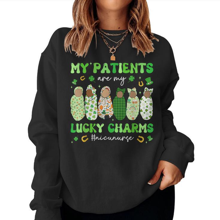 My Patients Are My Lucky Nicu Nurse Charm St Patrick's Day Women Sweatshirt