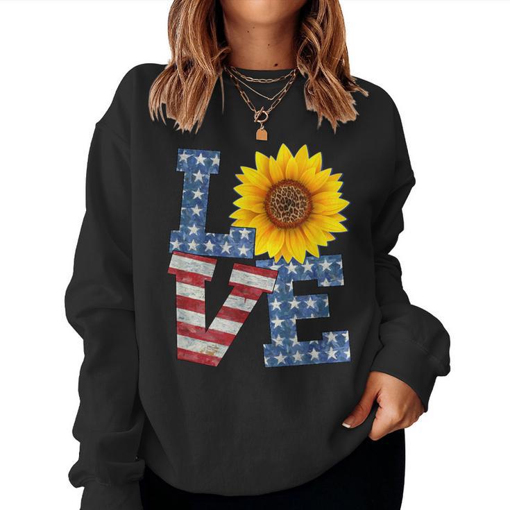 Patriotic Love With Sunflower Usa Women Sweatshirt