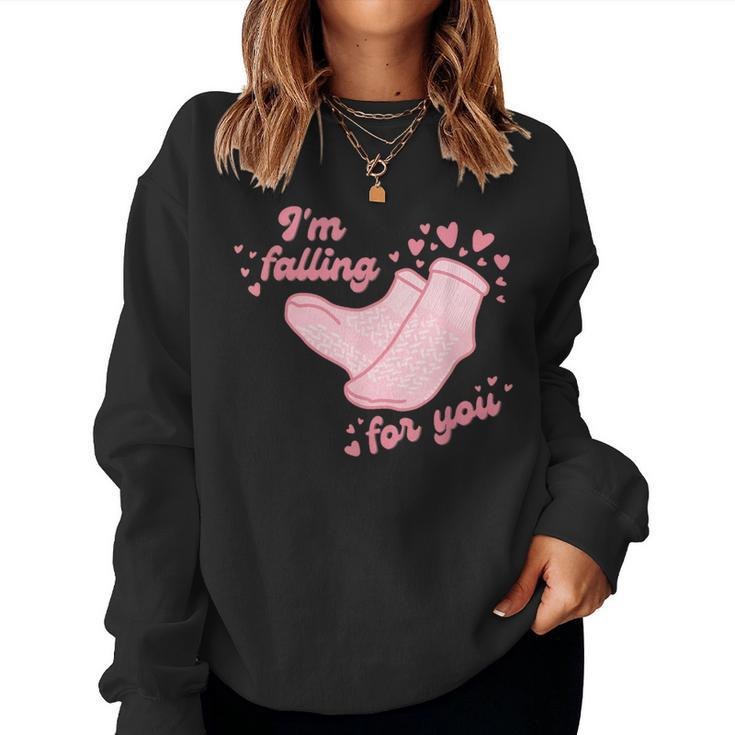 Pct Valentine's Day Cna Fall Risk Falling For You Healthcare Women Sweatshirt