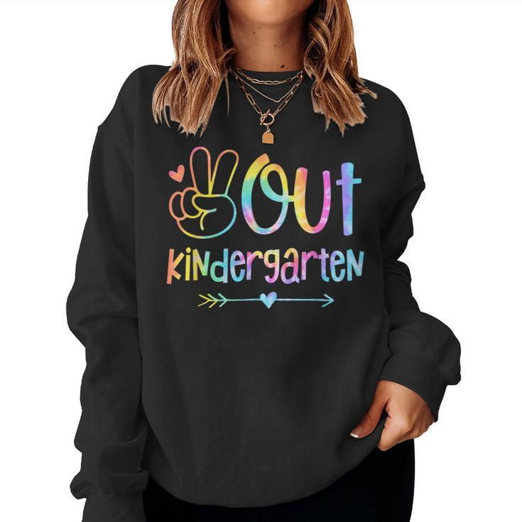 Peace Out Kindergarten Tie Dye Last Day Of School Teacher Women Sweatshirt