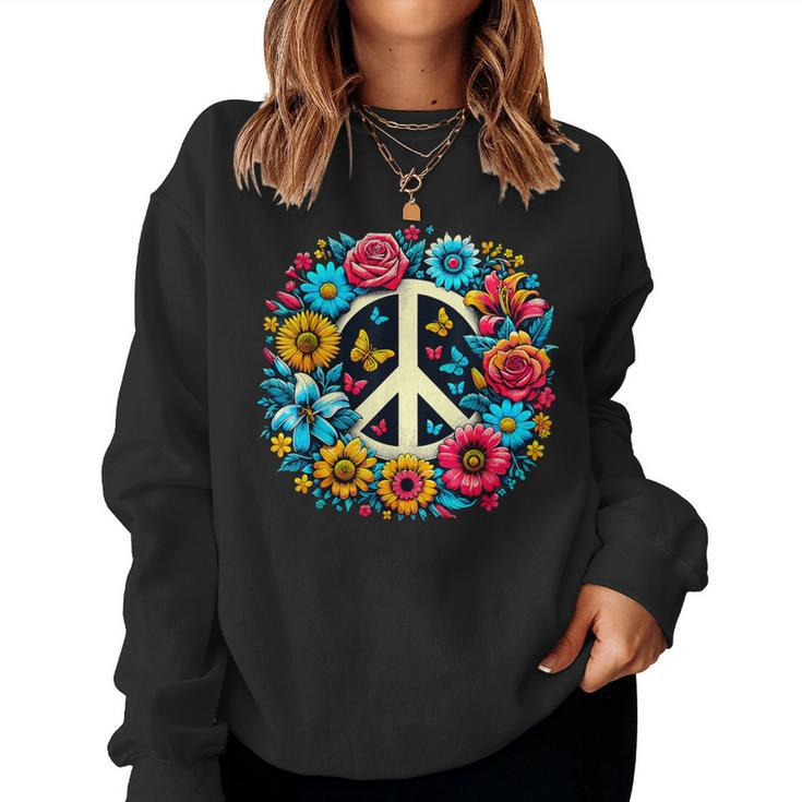 Peace Love Groovy Peace Sign Women Sweatshirt