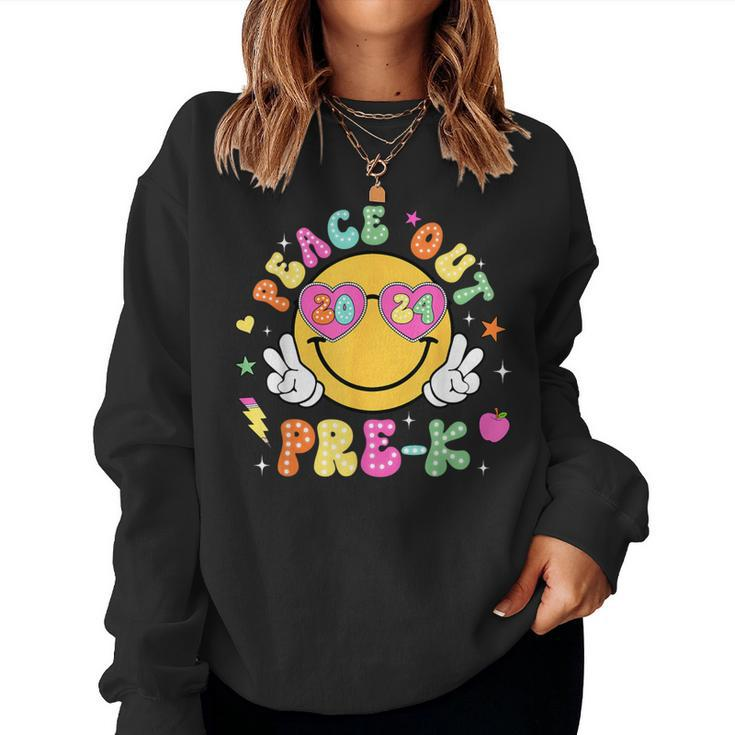 Peace Out Pre-K Cute Groovy Last Day Of Pre-K Women Sweatshirt