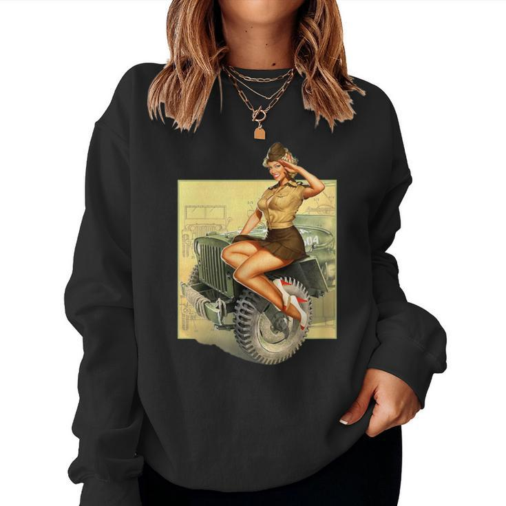 Pin-Up Girls Willys Mb Ww2 Poster Vintage Women Sweatshirt