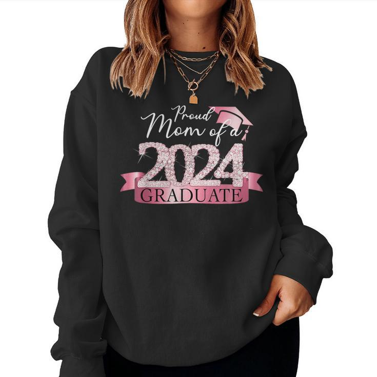 Pink Black Proud Mom Of A 2024 Graduate Decoration Women Sweatshirt