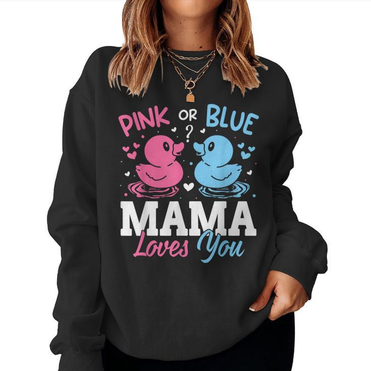 Pink Or Blue Gender Reveal Party Announcement Mama Duck Women Sweatshirt