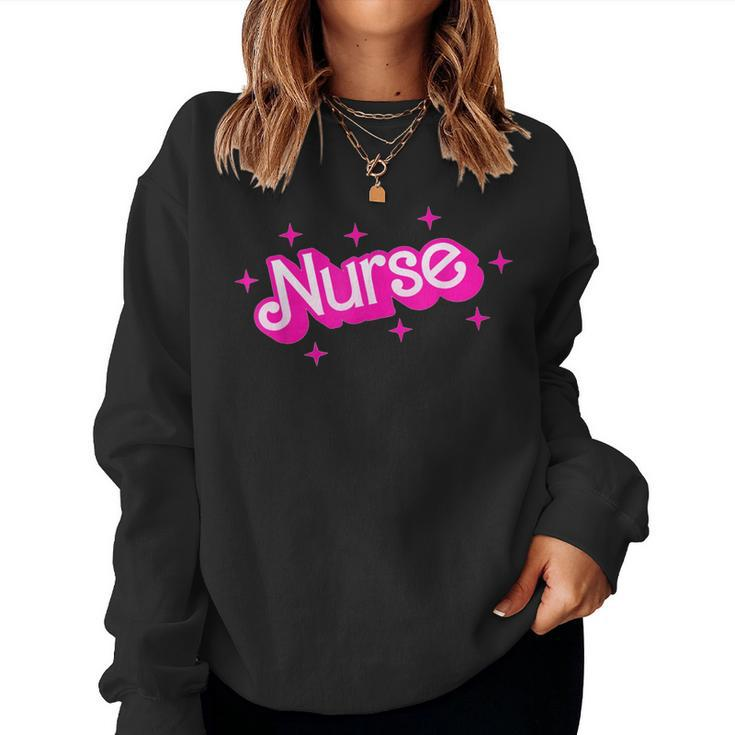 Pink Retro Nurse Appreciation Nursing Profession Rn Lpn Np Women Sweatshirt