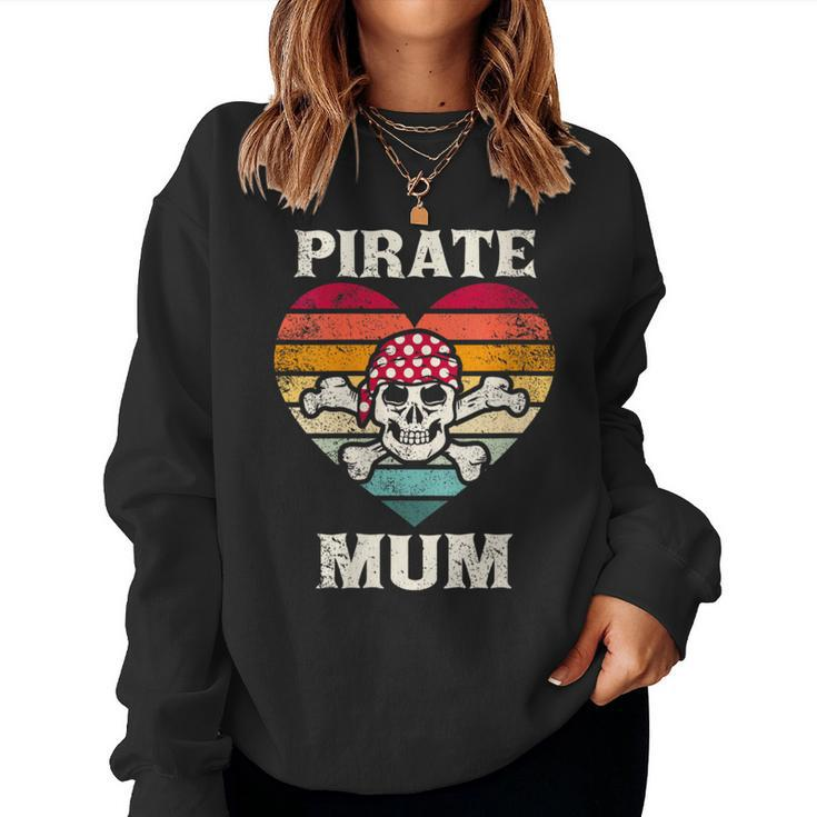 Pirate Mum Heart Vintage Skull Heart Women Sweatshirt