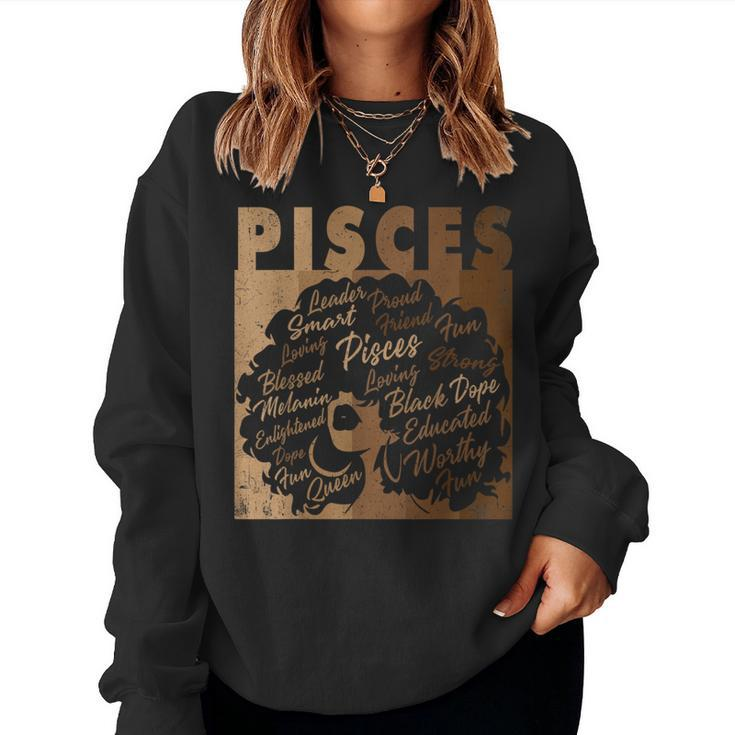 Pisces Girl African American Melanin Birthday Women Sweatshirt