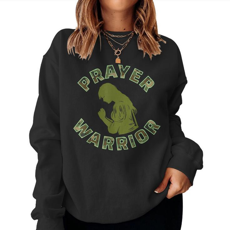 Prayer Warrior Camo Faith God As Silhouette Women Sweatshirt