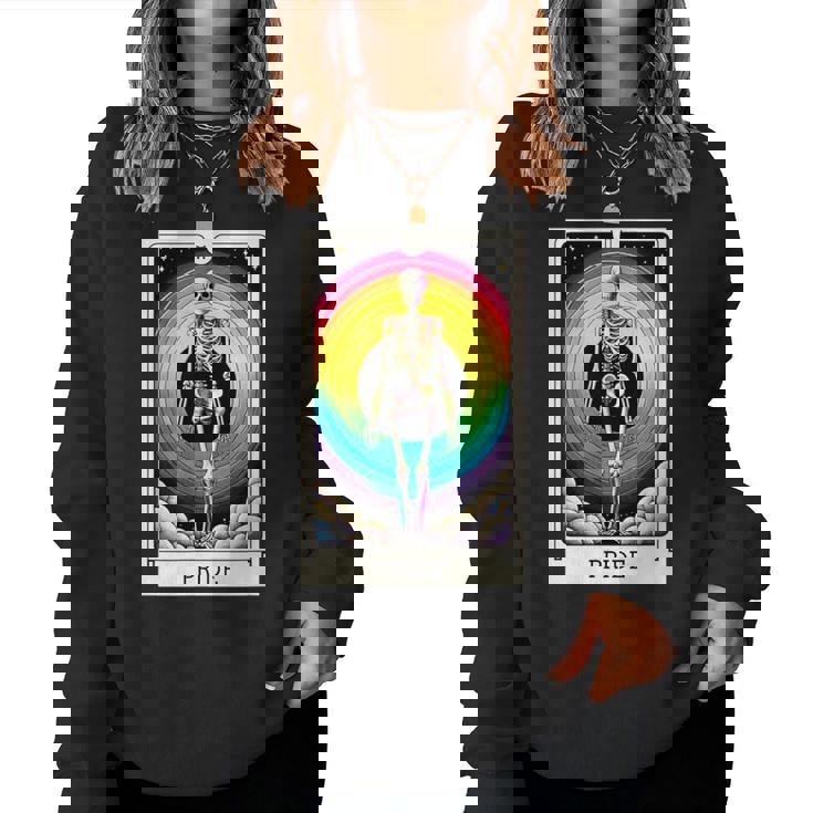 Pride Rainbow Tarot Card Skeleton Women Sweatshirt
