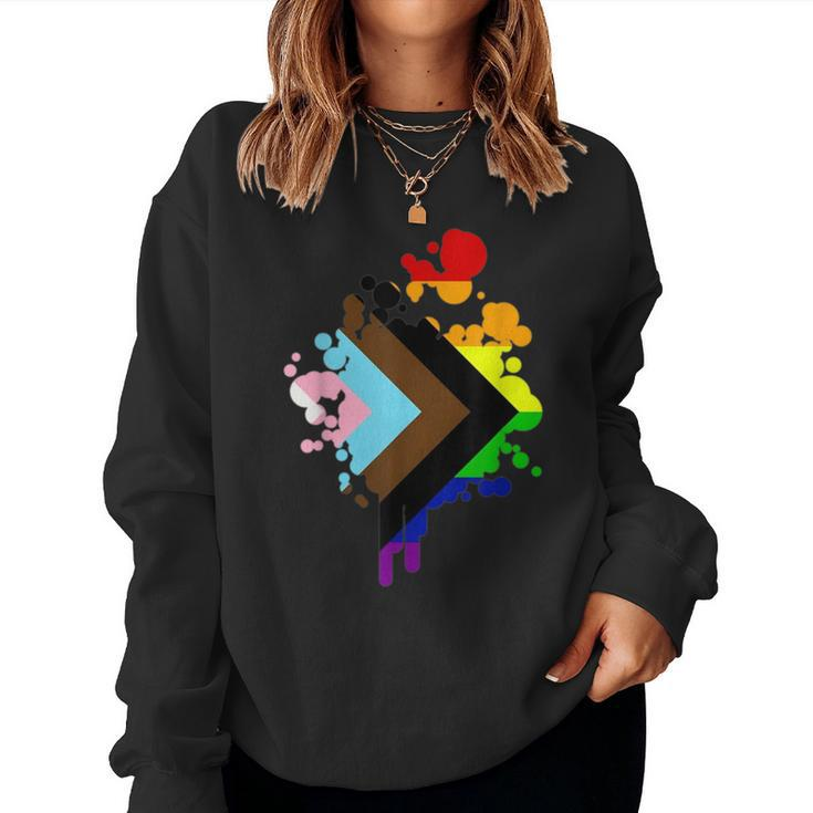 Progress Pride Rainbow Flag For Inclusivity Women Sweatshirt