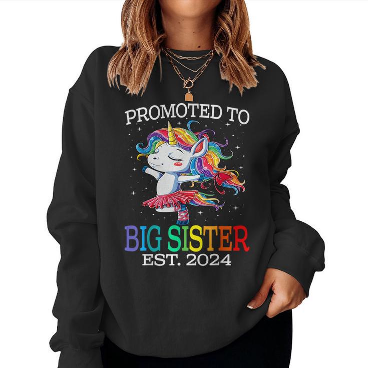 Promoted To Big Sister Est 2024 Unicorn Women Sweatshirt