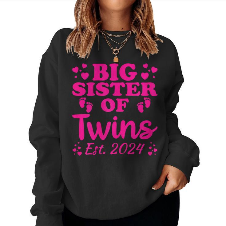 Promoted To Big Sister Of Twins Est 2024 Baby Announcement Women Sweatshirt