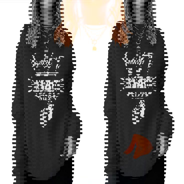 Promoted To Mommy Est 2024 New Grandma Grandmother Women Sweatshirt