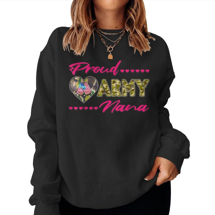 Proud Army Nana Camo Us Flag Dog Tag Military Grandma Women Sweatshirt