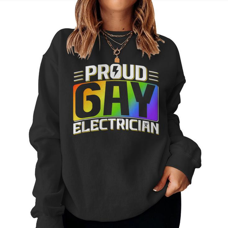 Proud Gay Electrician Lgbt Electrical Lineman Rainbow Pride Women Sweatshirt