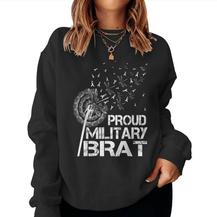 Proud Military Brat Military Child Month Purple Up Dandelion Women Sweatshirt