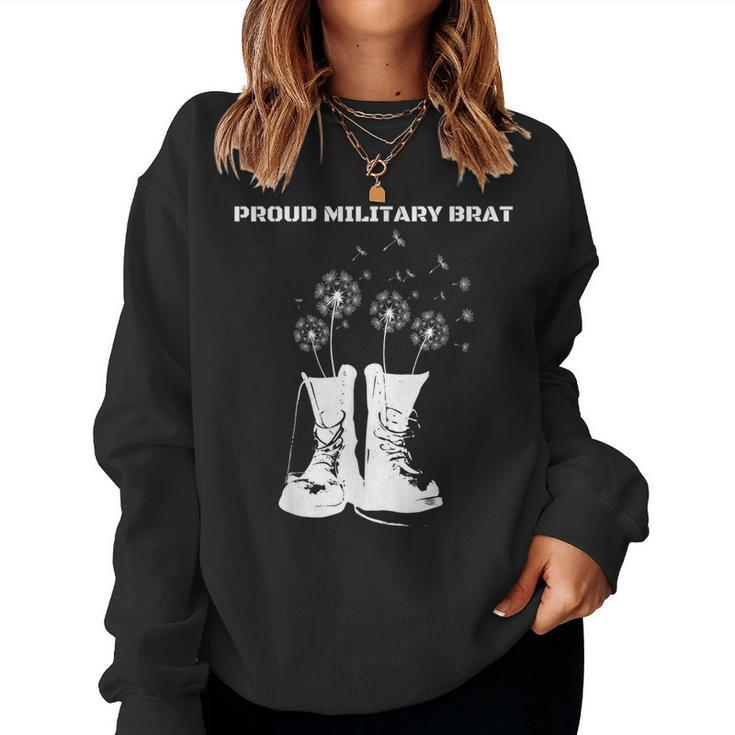 Proud Military Brat Dandelion Combat Boots Women Sweatshirt