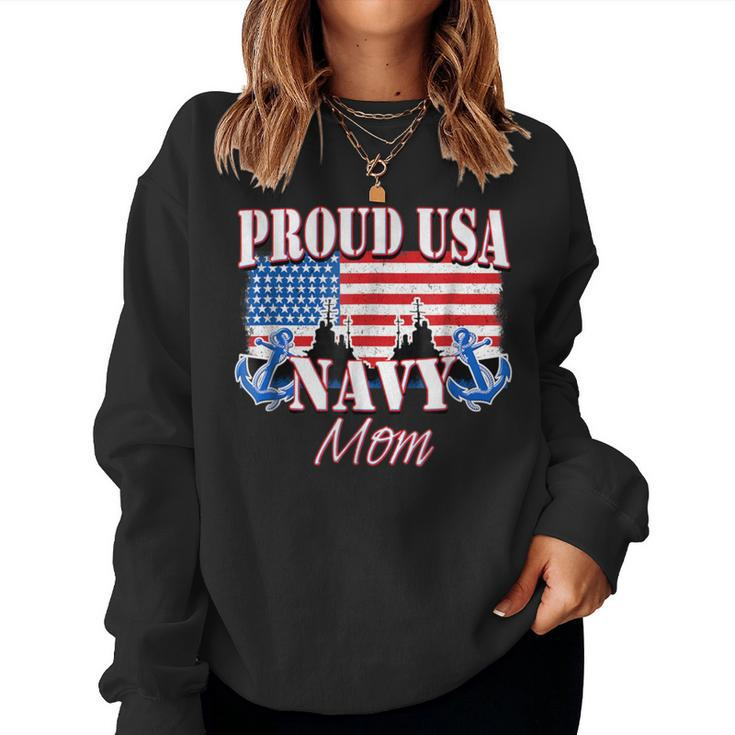 Proud Usa Navy Mom Patriotic Service Women Sweatshirt
