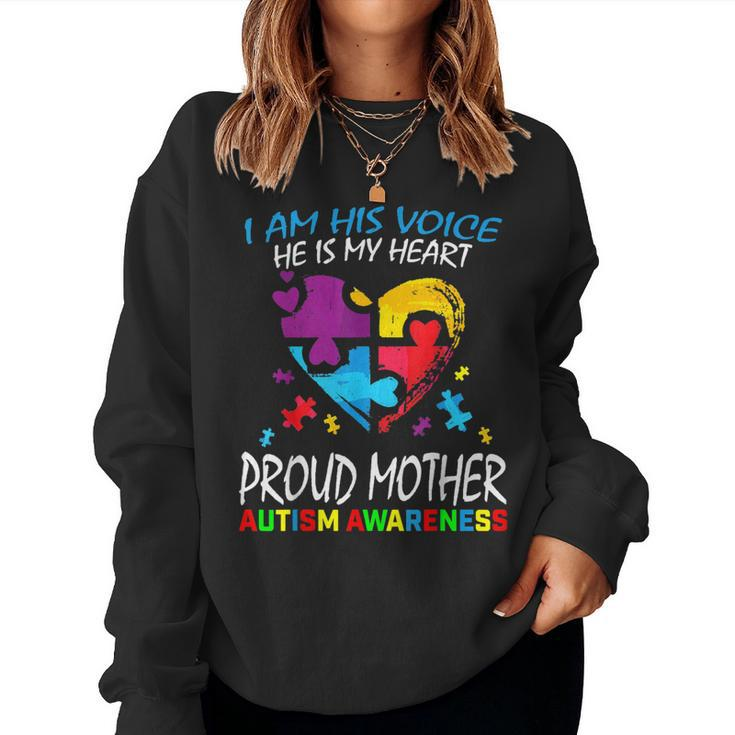 Pround Autism Mom Heart Mother Puzzle Piece Autism Awareness Women Sweatshirt