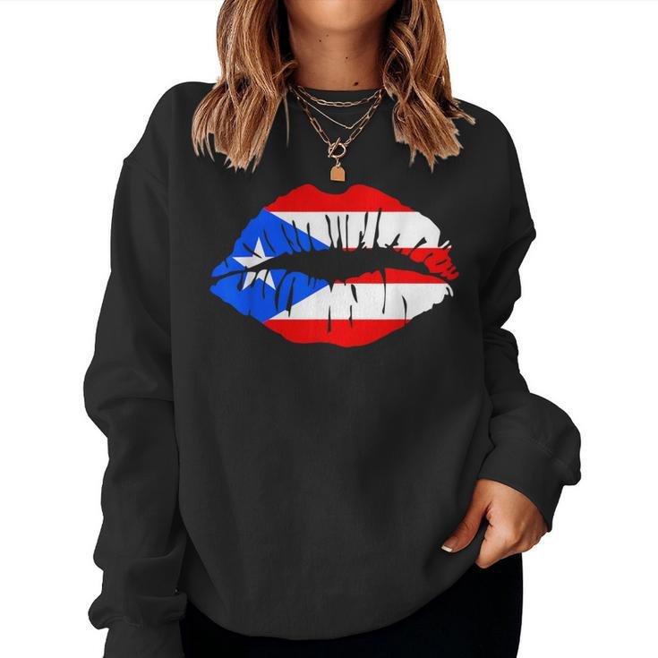 Puerto Rico Pride Girl Lips Boricua Flag Women Sweatshirt