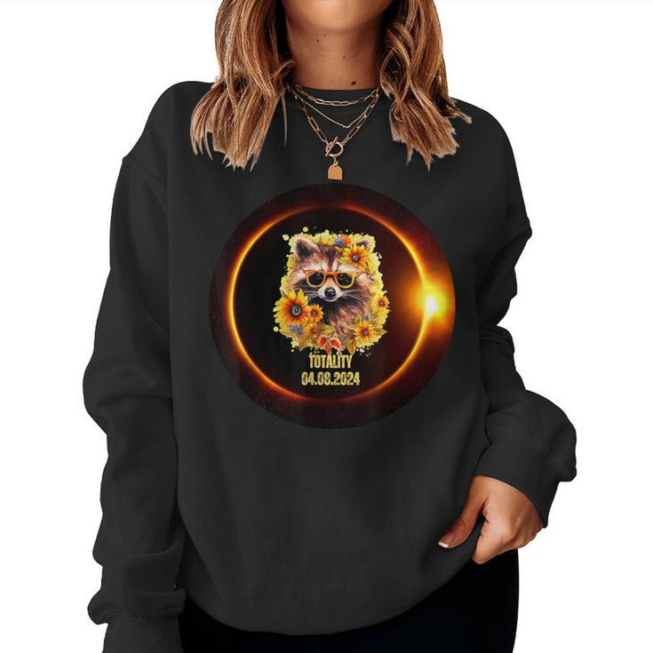 Raccoon Sunflower Totality Total Solar Eclipse April 8 2024 Women Sweatshirt