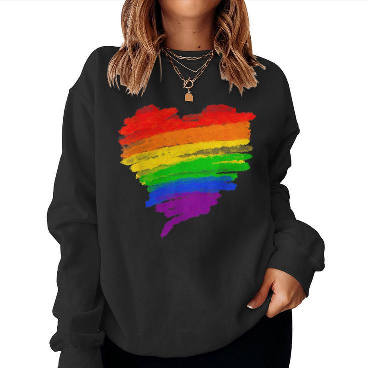 Rainbow Heart Lgbt Ally Lgbtq Lesbian Transgender Gay Pride Women Sweatshirt