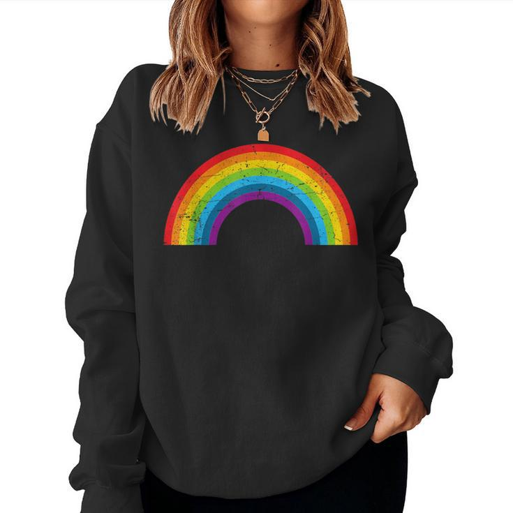 Rainbow Vintage Retro 80'S Style Gay Pride Rainbow Women Sweatshirt